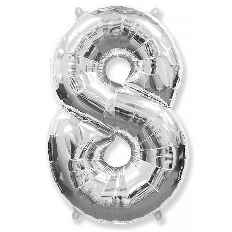 Фольгированный шар «Цифра 8» Серебро Фольгированный шар «Цифра 8» Серебро